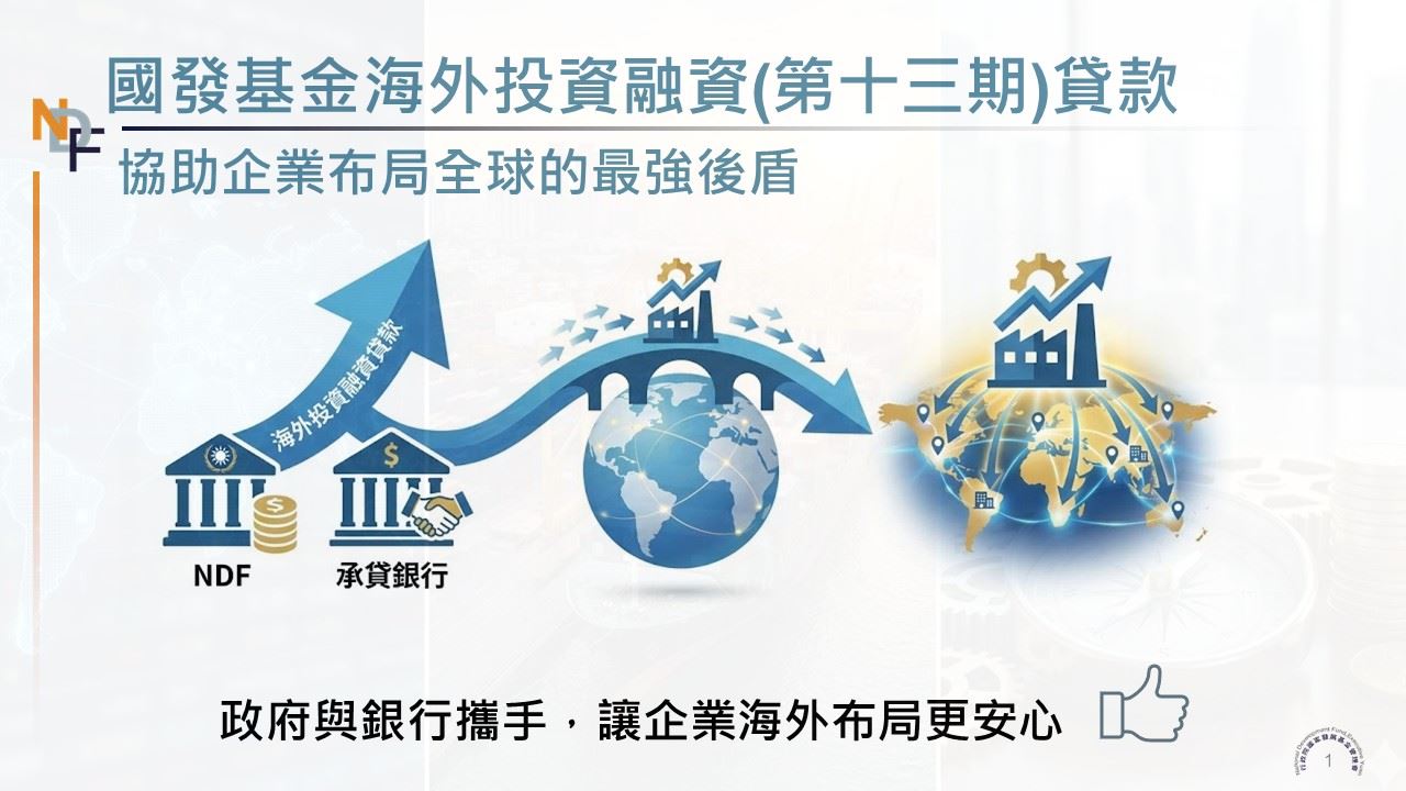 【國發基金海外投資融資貸款】額度倍增，力挺我國企業布局全球