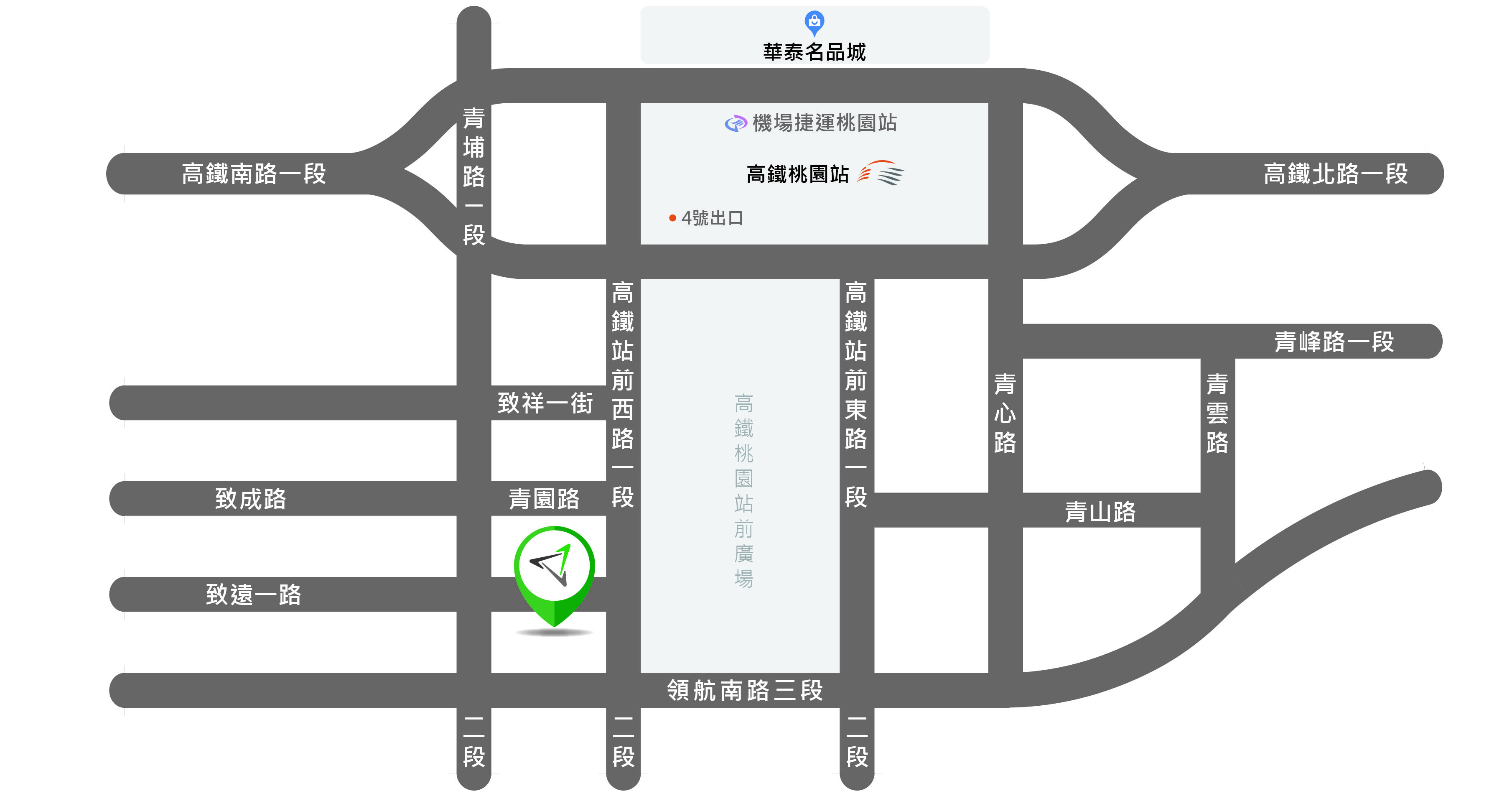 桃園辦公室交通資訊；地址: 桃園市中壢區高鐵站前西路一段286號3樓之一2；可搭乘高鐵或公車至桃園高鐵站後，步行約7分鐘即可抵達。